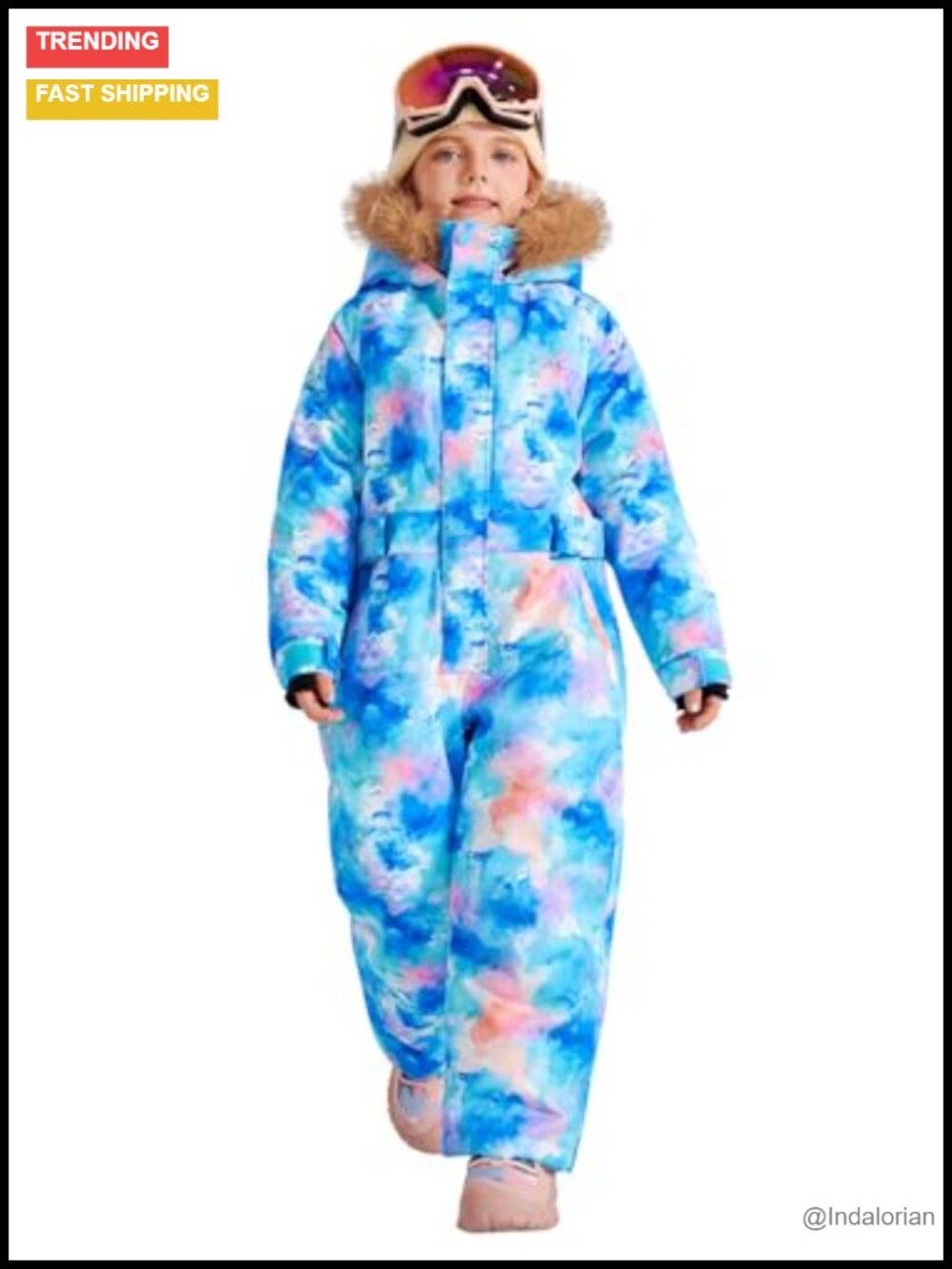 Waterproof Girls Ski Suit One Piece Snowsuit Windproof Jumpsuit